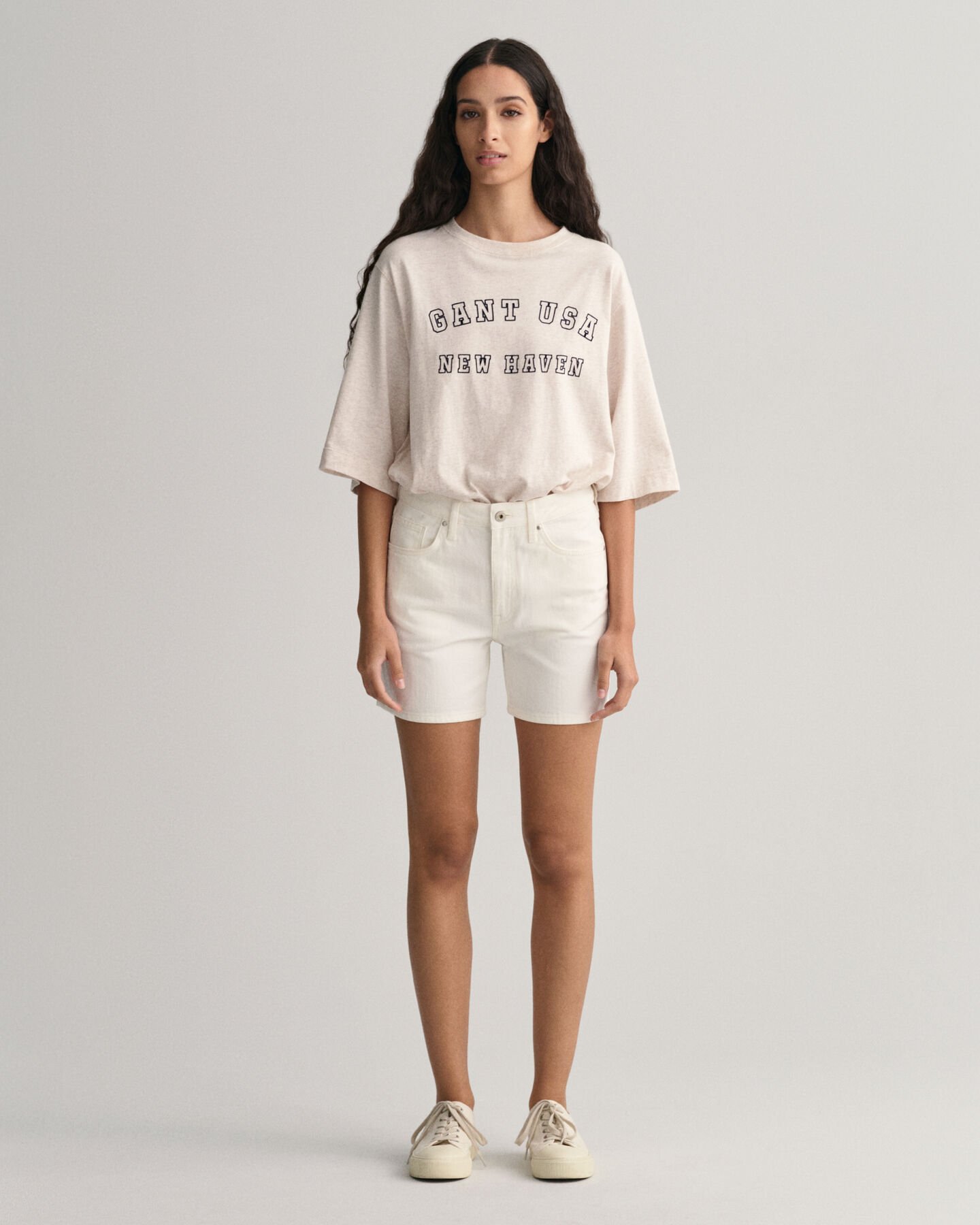 Witte denim short