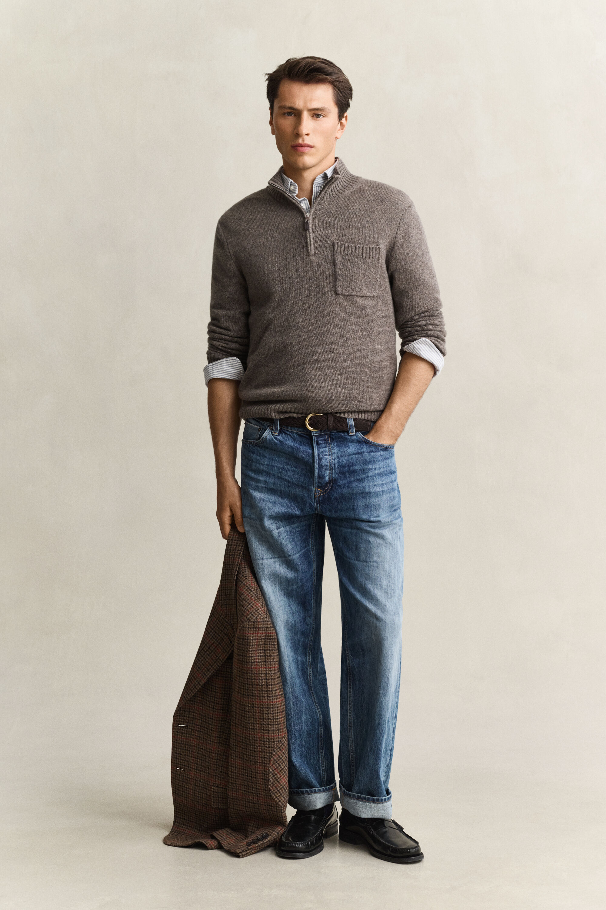 Kasjmier trui met korte rits