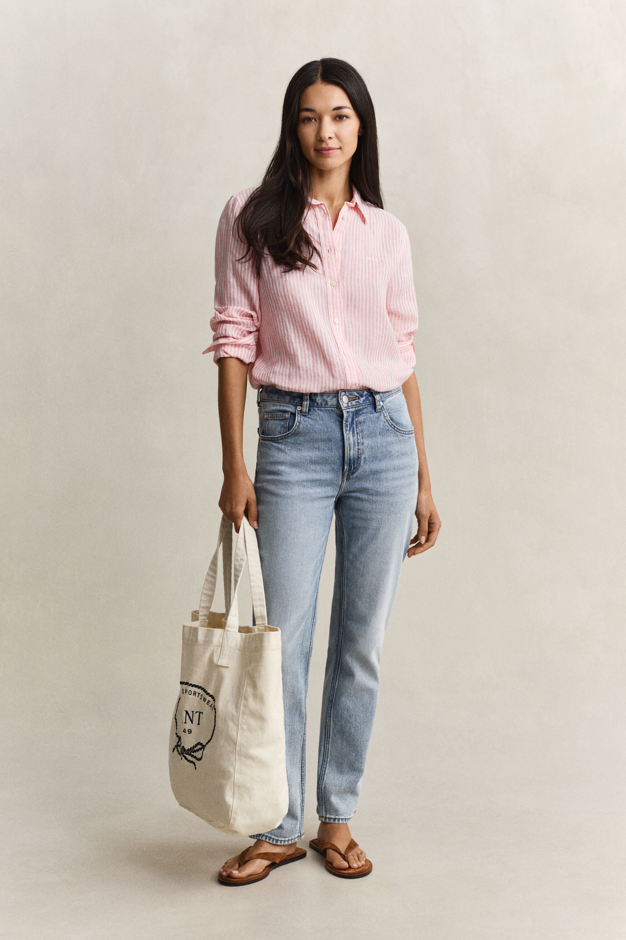 Regular Fit gestreept linnen overoverhemd