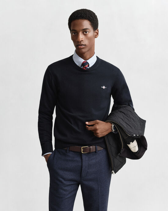 Klassieke katoenen trui met ronde hals