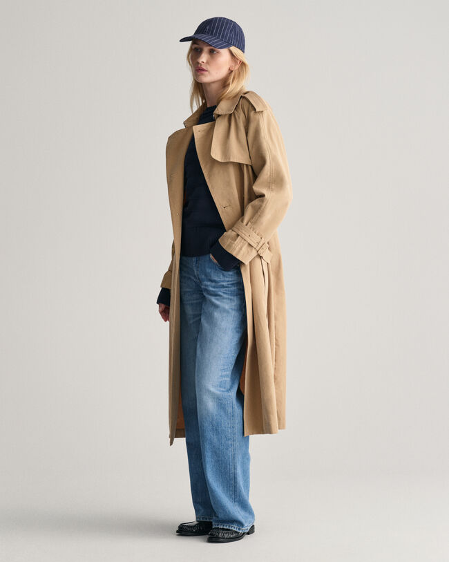 Ton sur ton gestreepte trui met ronde hals van katoen