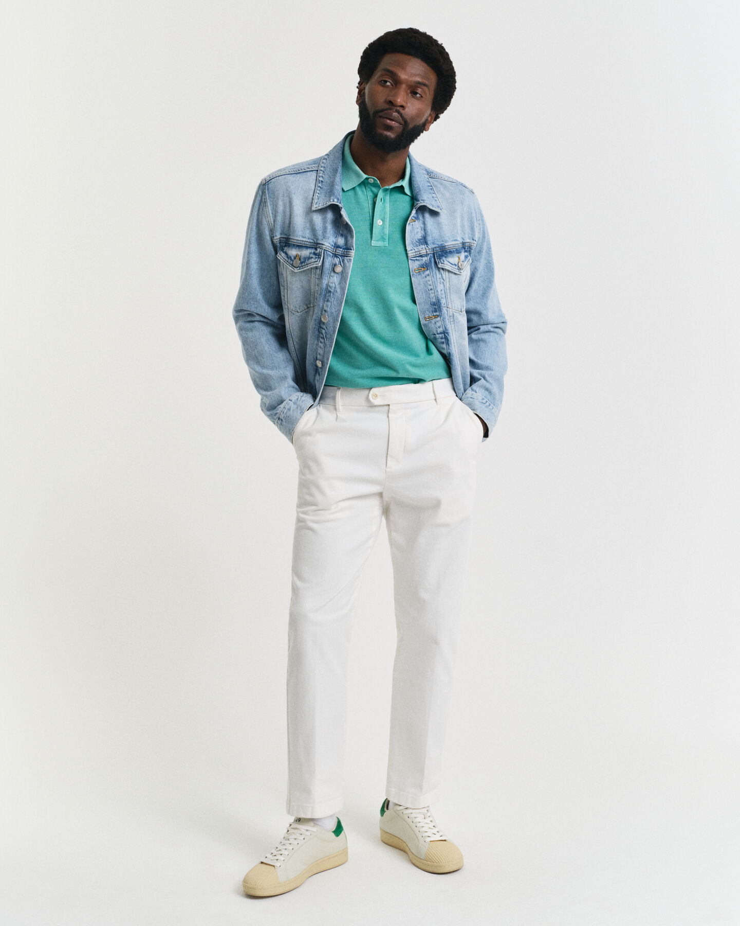 Slim Fit taps toelopende broek van katoenkeper