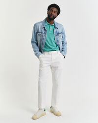 Slim Fit taps toelopende broek van katoenkeper