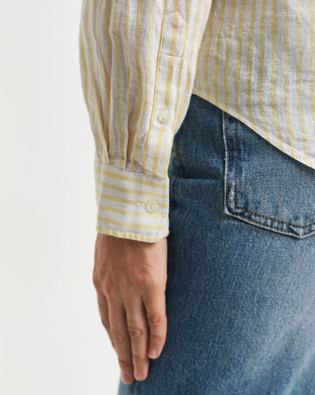 Regular Fit gestreept linnen overhemd