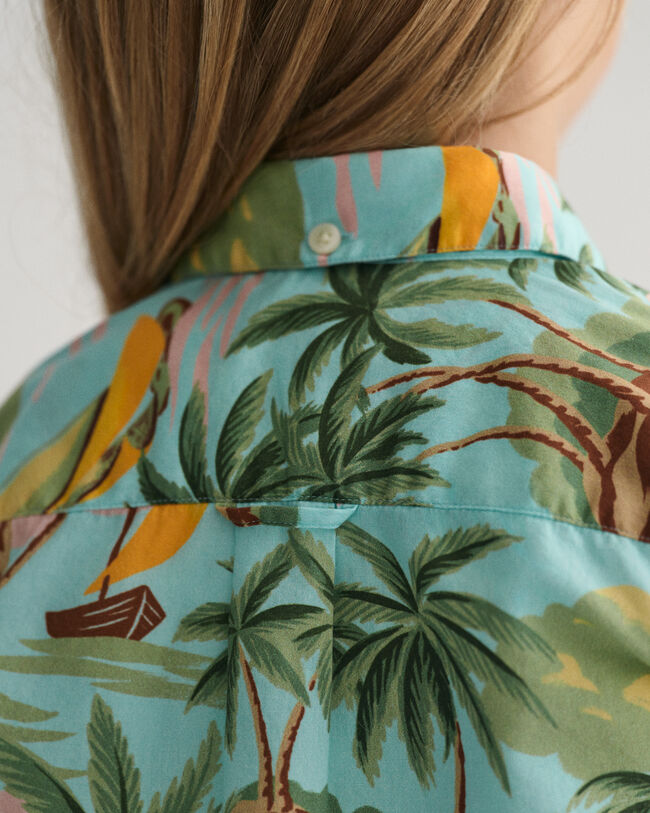 Kids Palm Print katoenen overhemd met korte mouwen