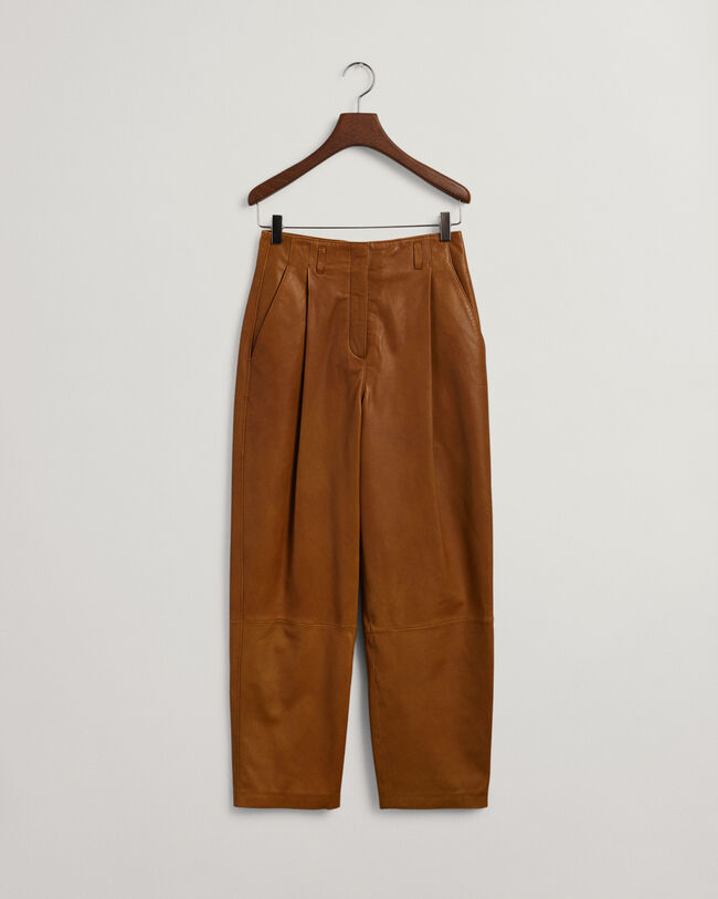 Leren broek met plooien