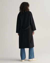 Met de hand gestikte jas met ceintuur