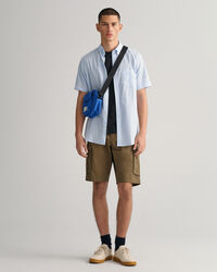 Regular Fit gestreept overhemd van poplin met korte mouwen