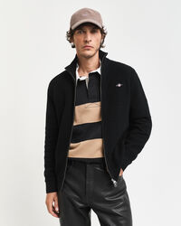 Katoenen vest met ritssluiting en textuur