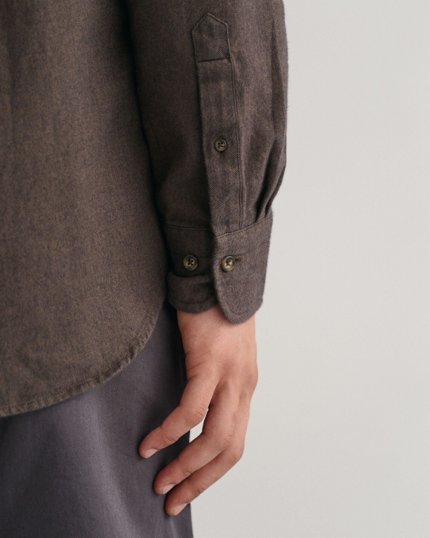 Regular Fit flanellen overhemd met visgraatmotief