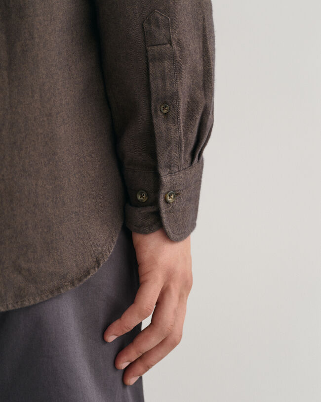 Regular Fit flanellen overhemd met visgraatmotief