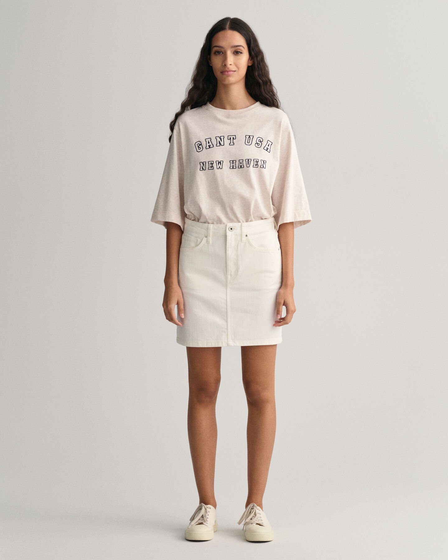 Witte denim rok