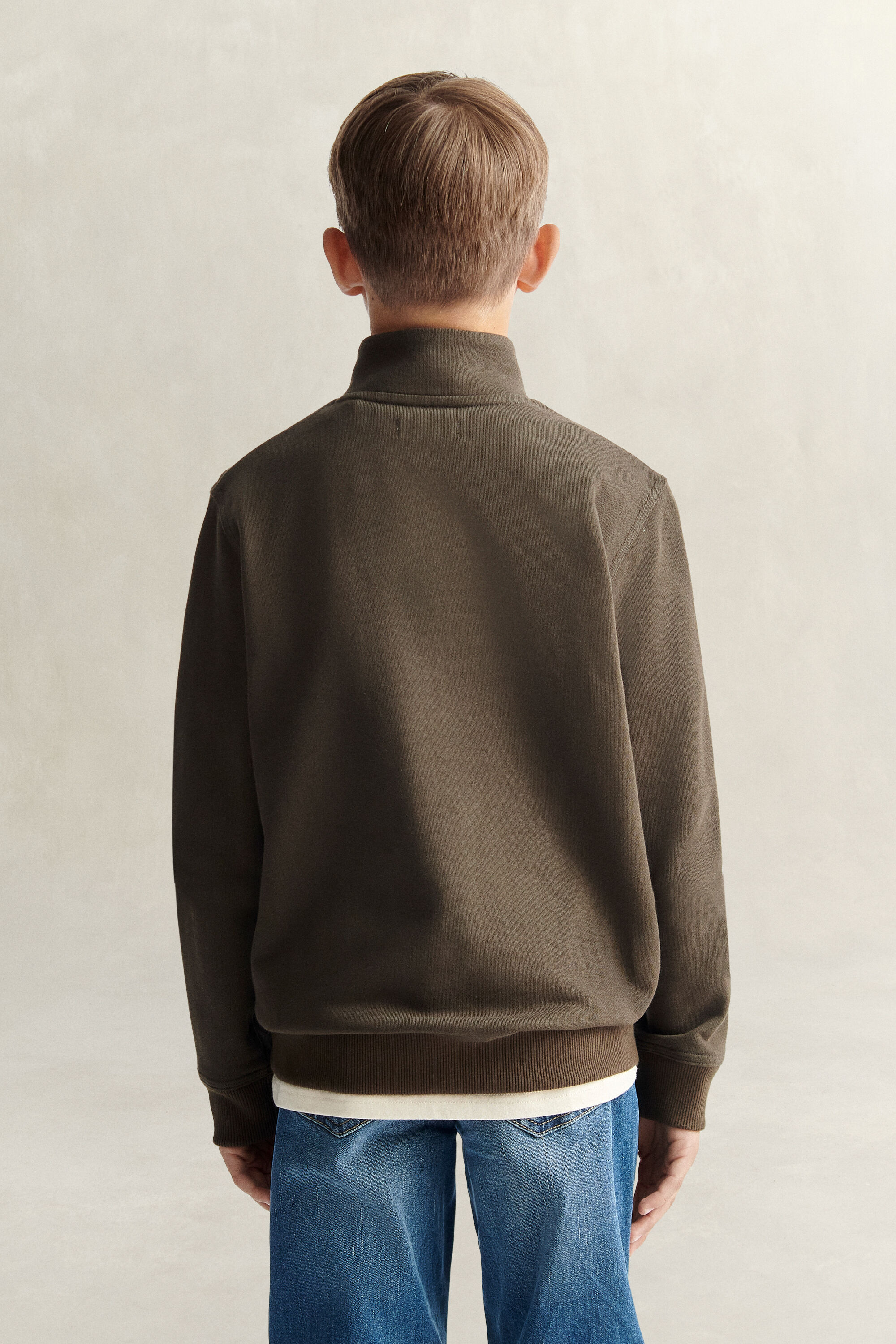 Sweatshirt met korte rits en schild voor tienerjongens