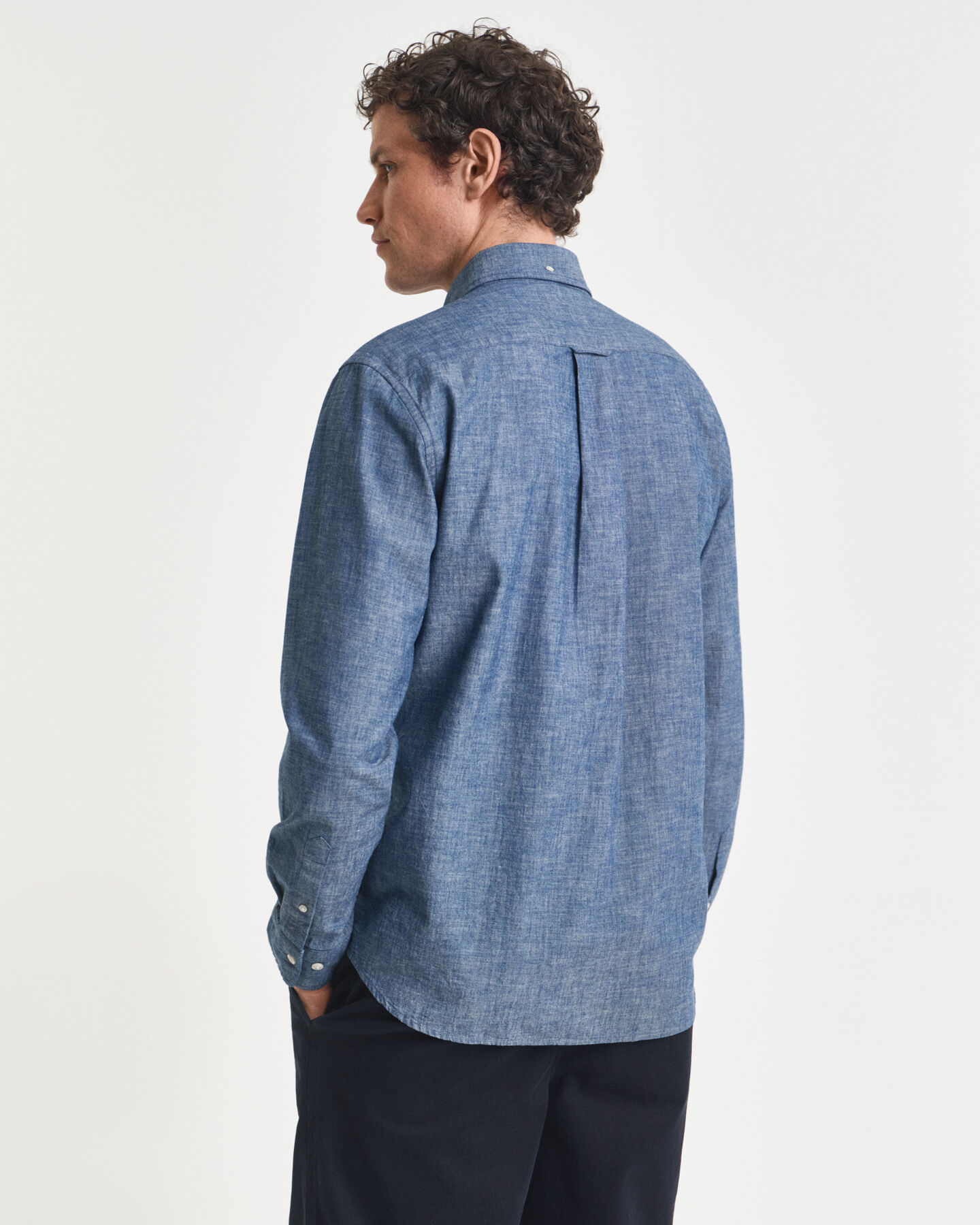 Regular Fit indigo chambray overhemd