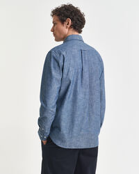 Regular Fit indigo chambray overhemd