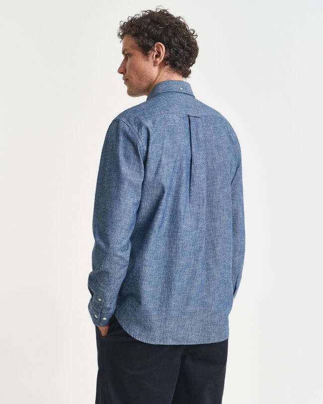 Regular Fit indigo chambray overhemd