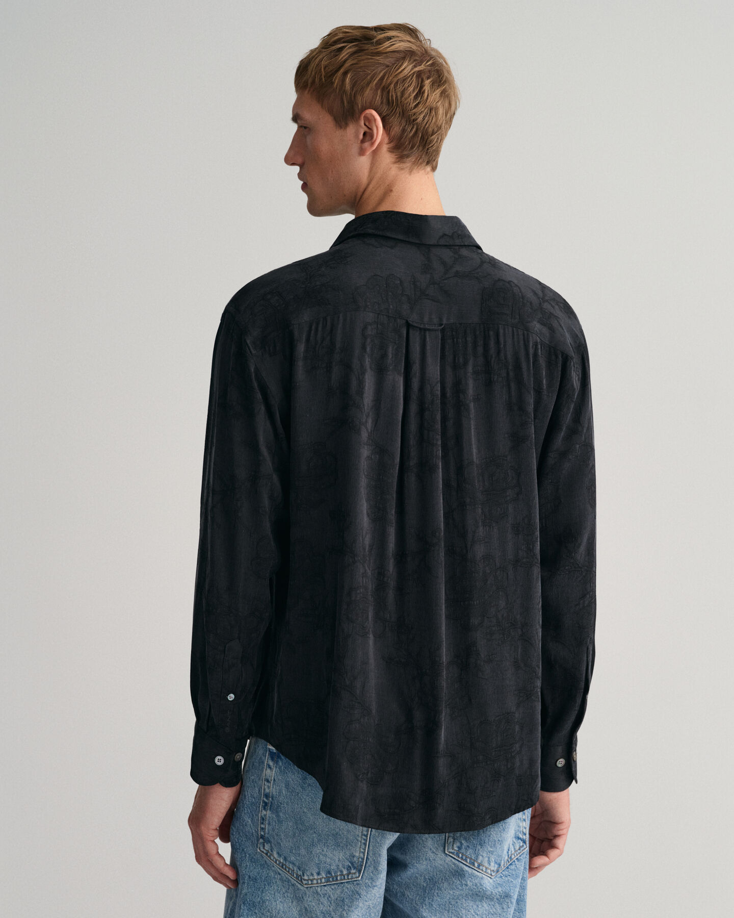 Relaxed Fit jacquard overhemd van cupro-viscosemix