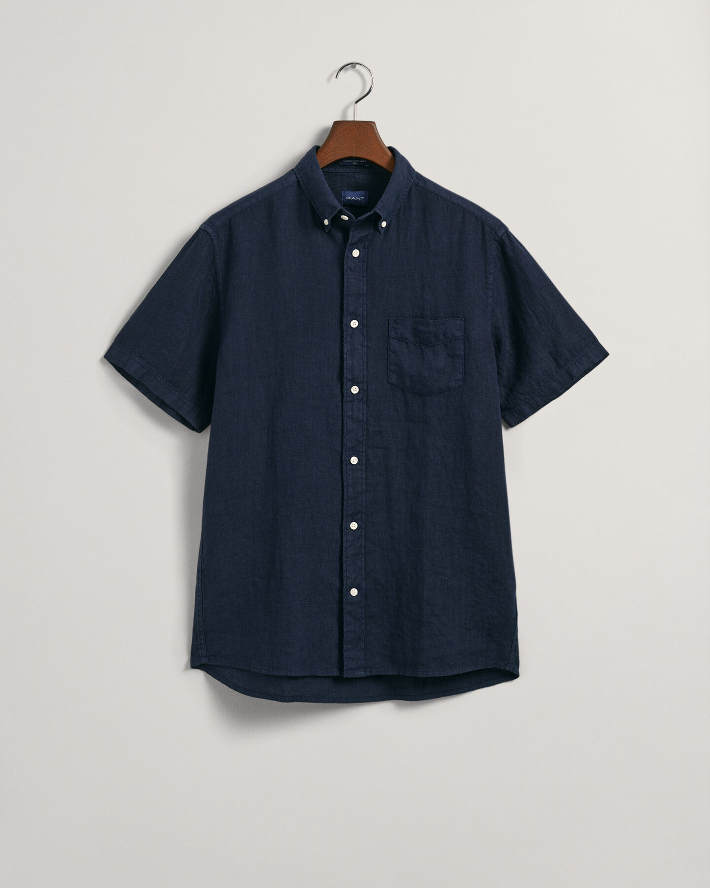 Regular Fit speciaal geverfd linnen overhemd met korte mouwen