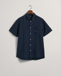 Regular Fit speciaal geverfd linnen overhemd met korte mouwen