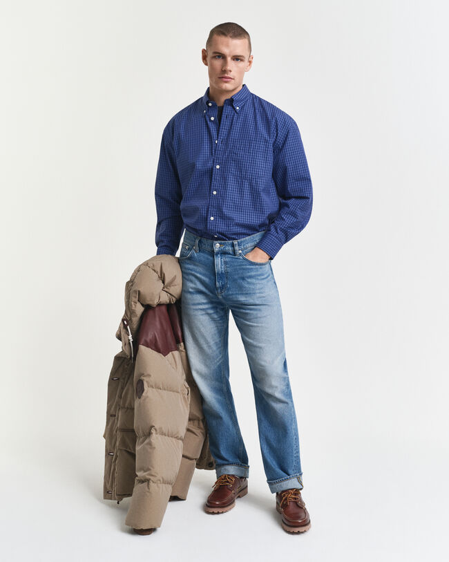 Oversized poplin overhemd met klein ruitje