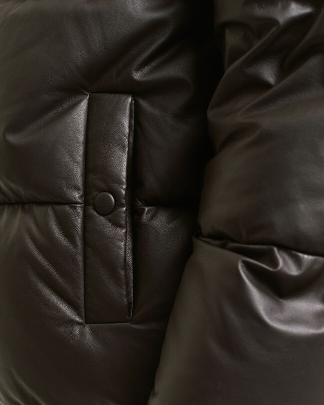 Gewatteerd leren jack met ganzendons