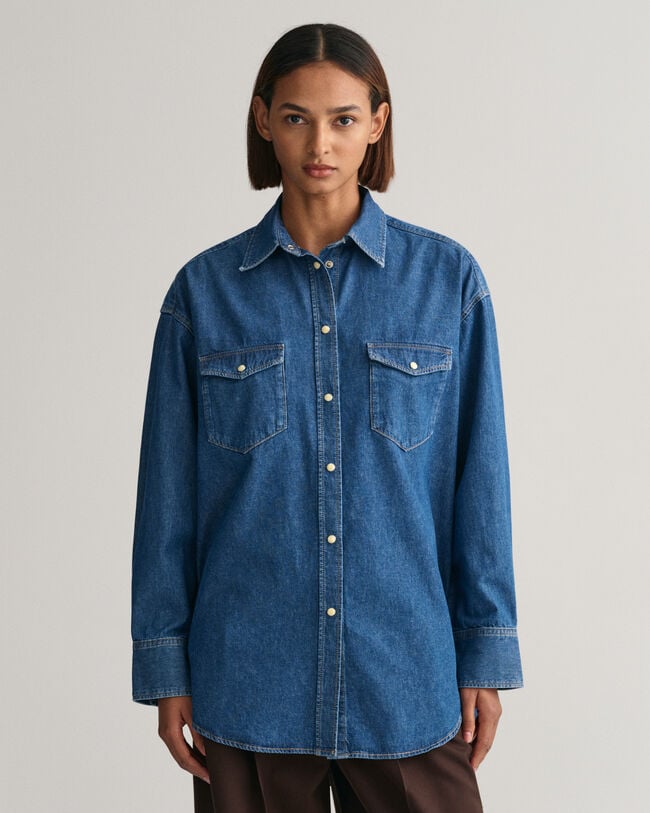 Oversized denim overhemd