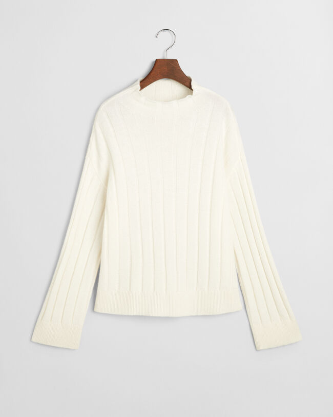 Trui met opstaande kraag van breedgeribde wol