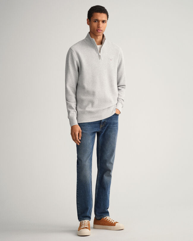 Waffle sweatshirt met korte rits