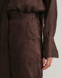 Jacquard broek met wijde pijp en kant