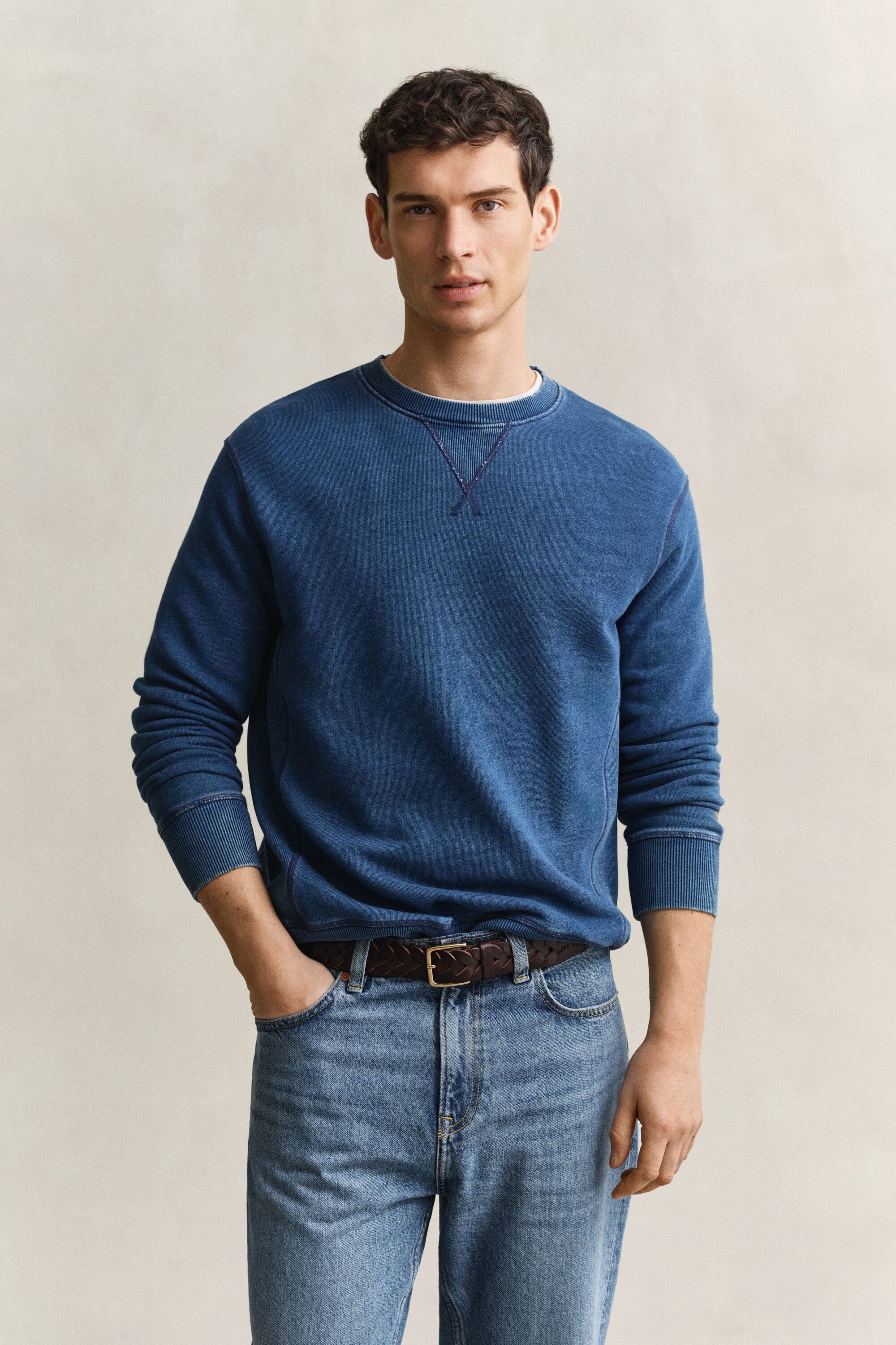 Indigo sweatshirt met ronde hals