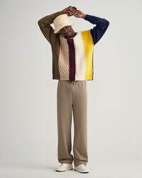 Kabeltrui met ronde hals en patches