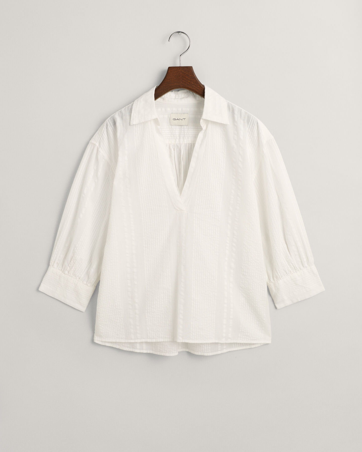 Relaxed Fit Seersucker Popover blouse met strepen