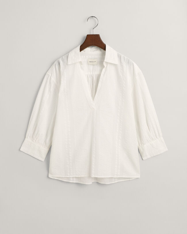 Relaxed Fit Seersucker Popover blouse met strepen