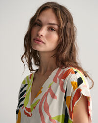 Palm Print jurk met korte mouwen