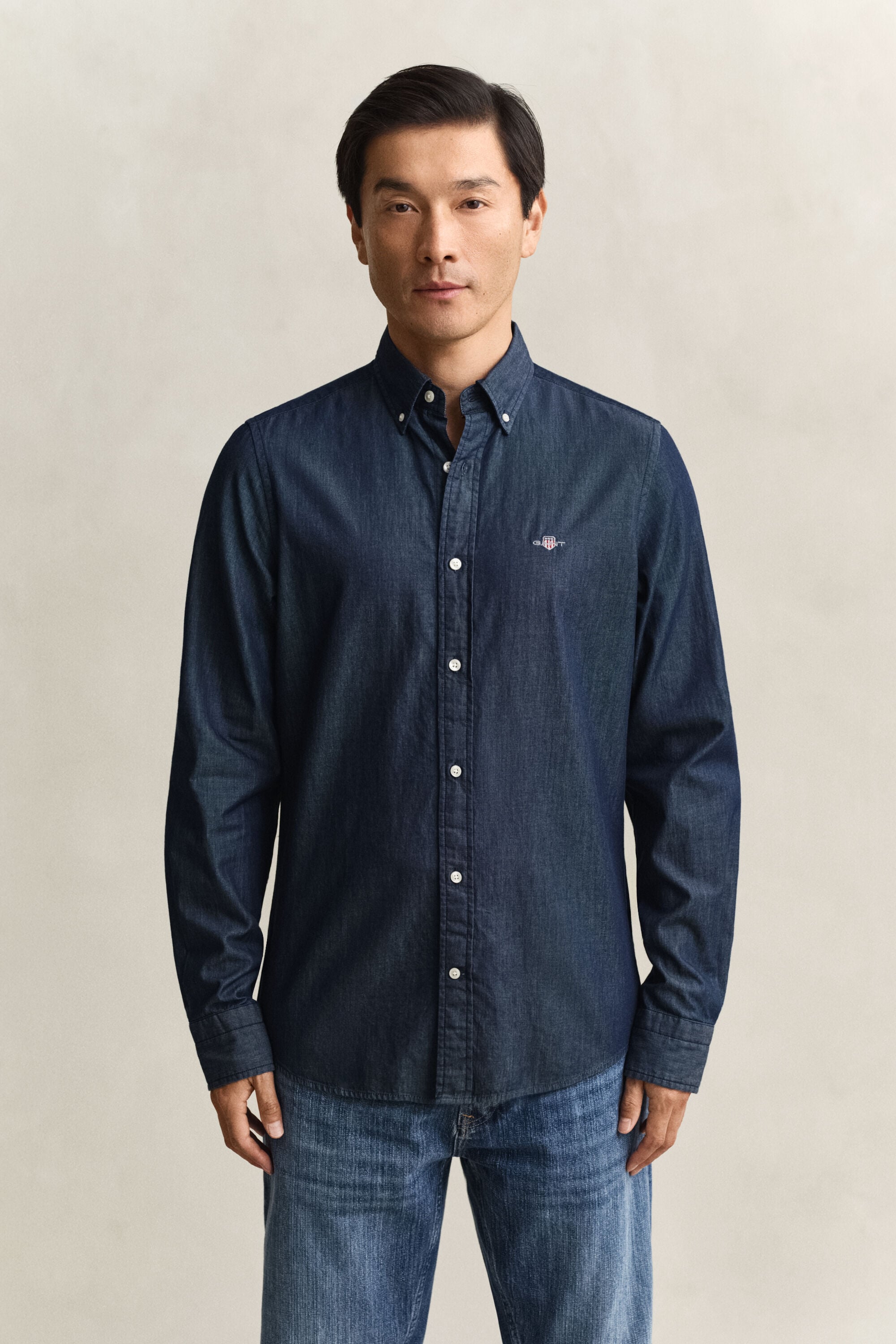 Slim Fit indigo overhemd