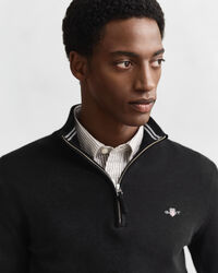 Klassieke sweater van katoen met korte rits