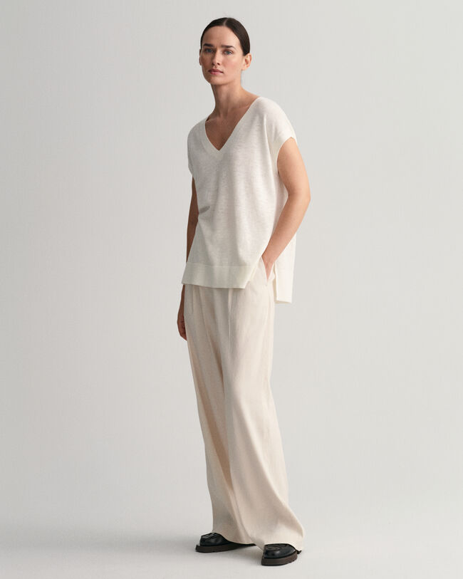 Spencer met V-hals van linnenmix