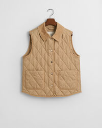 Gewatteerde bodywarmer met corduroy details
