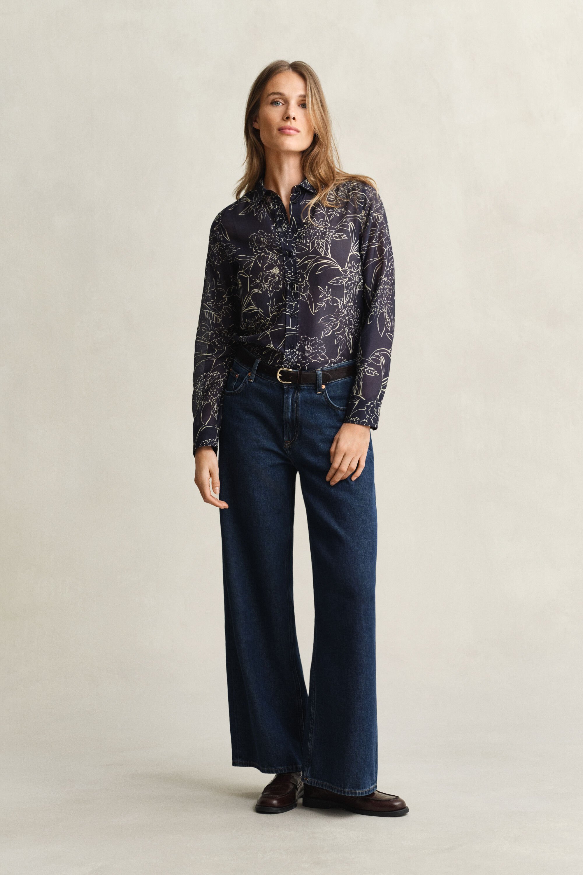 Regular Fit overhemd met bloemenprint van katoen en zijde