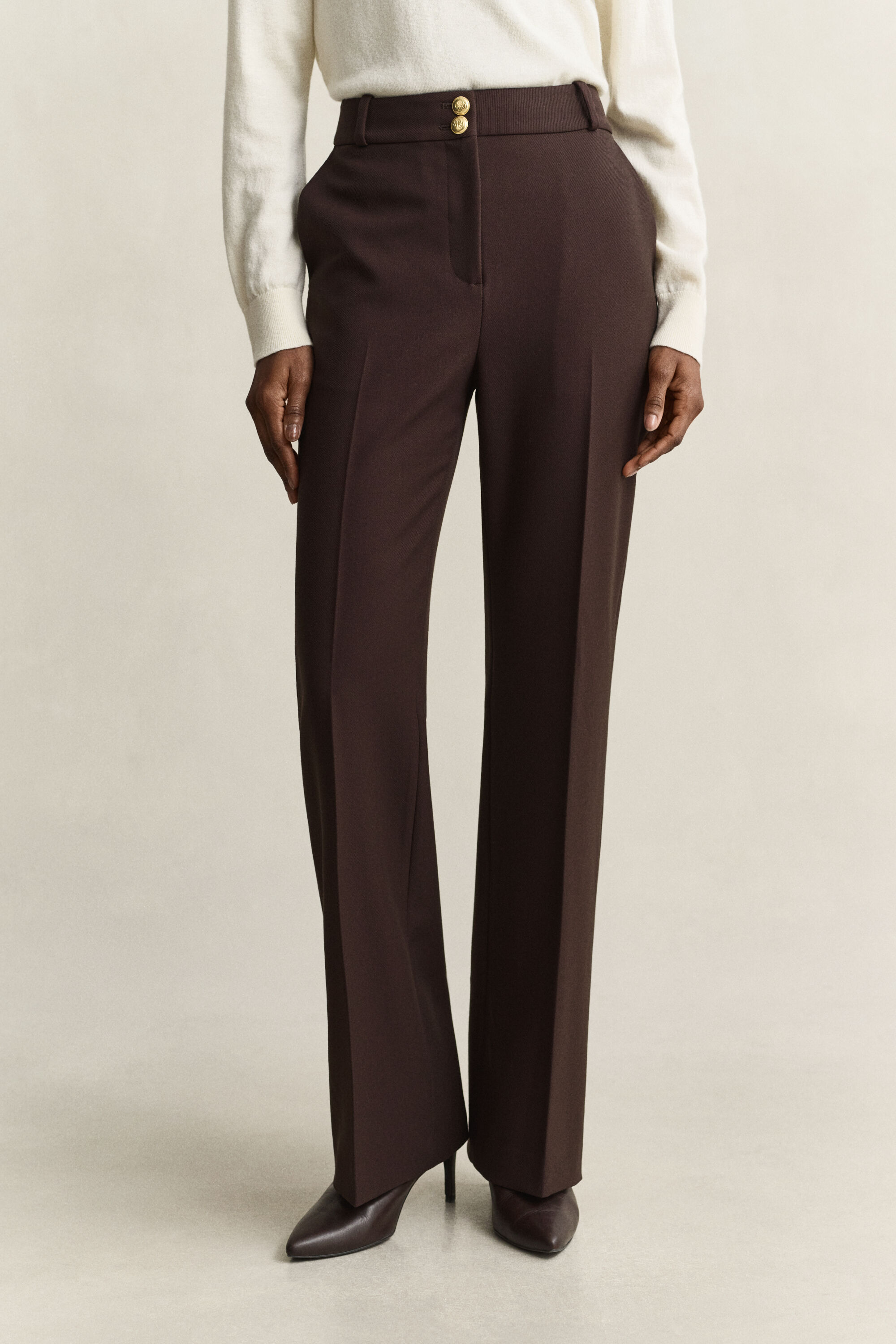 Nautical broek met wijduitlopende pijpen