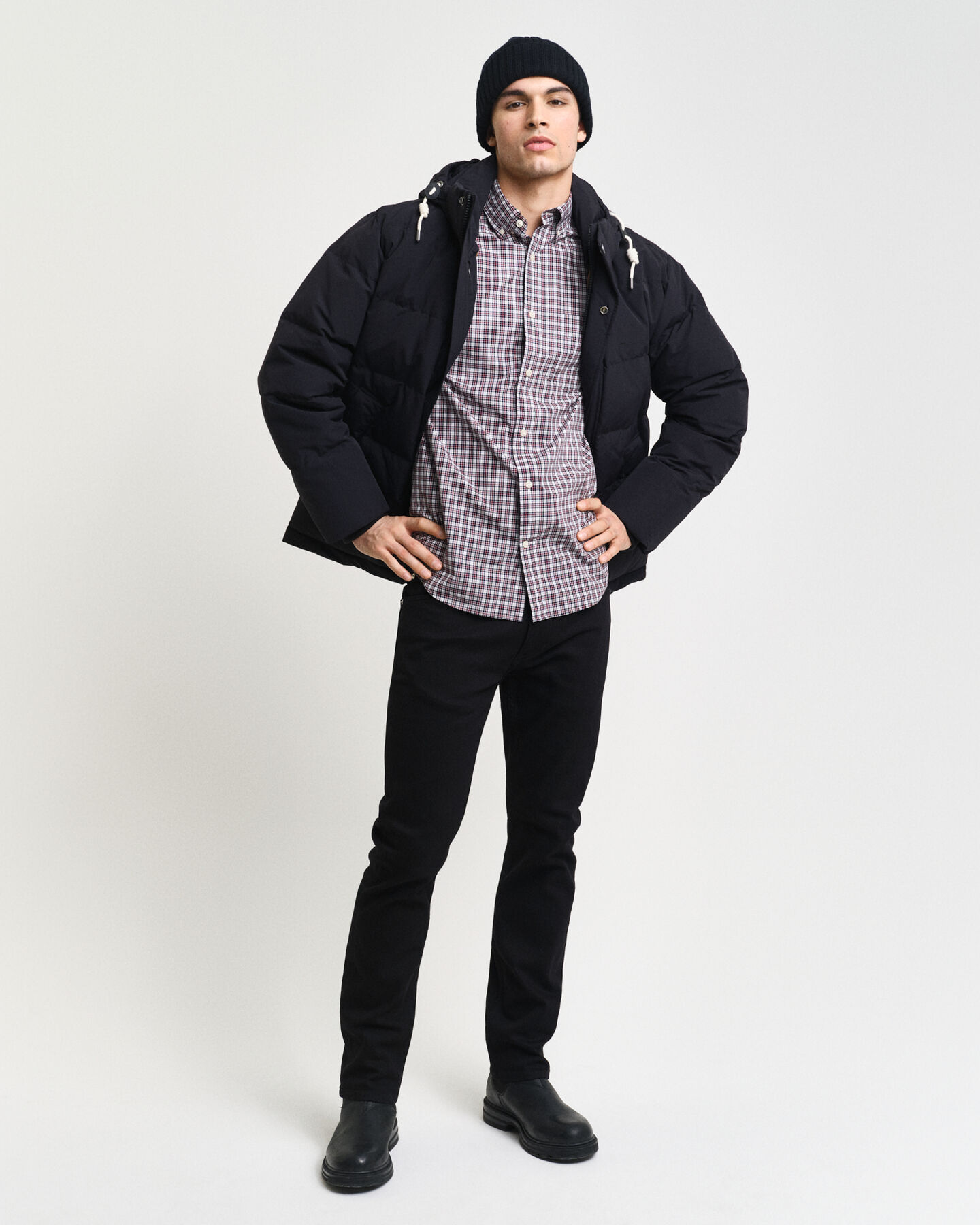 Regular Fit poplin overhemd met klein ruitje