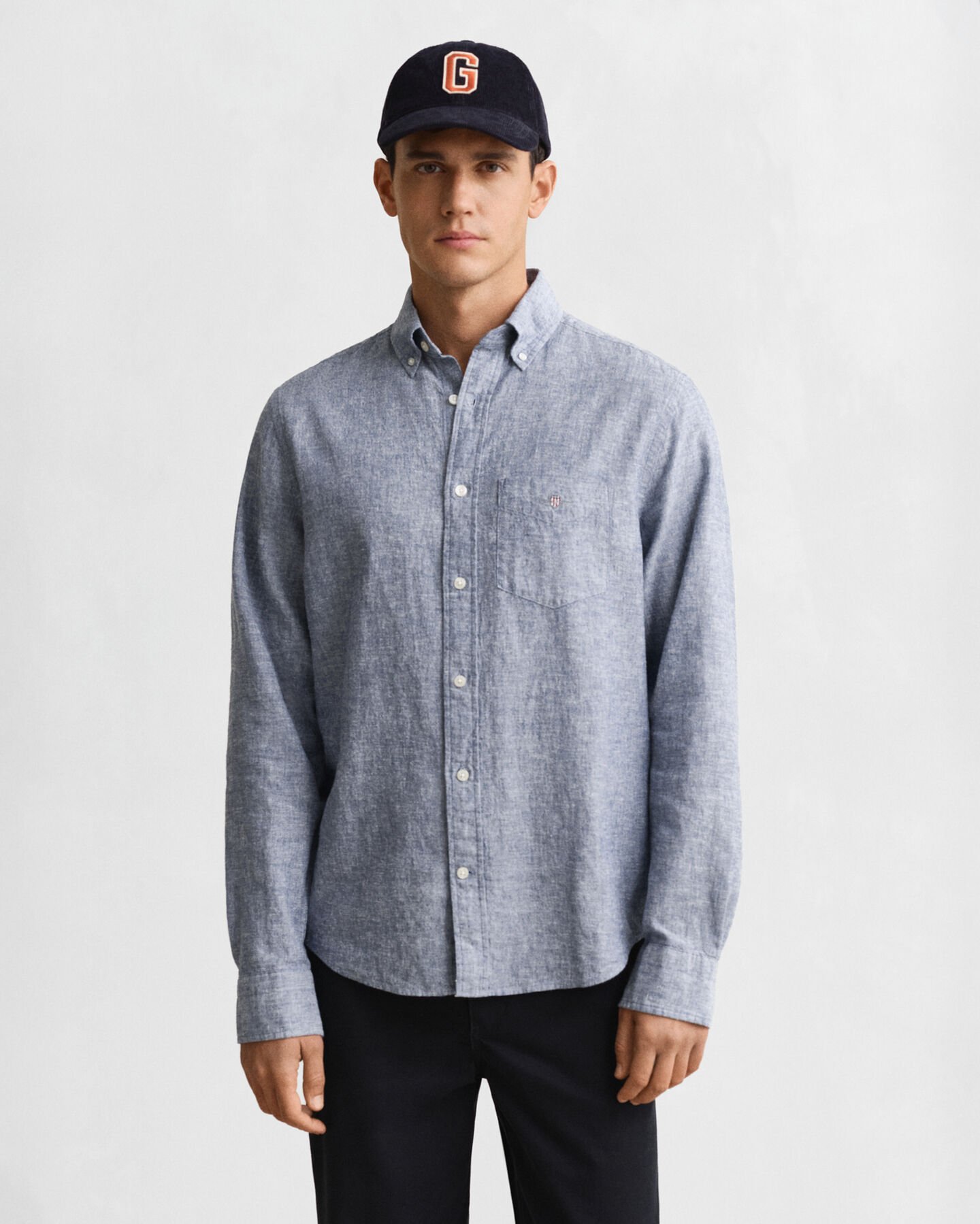 Regular Fit overhemd van katoen en linnen