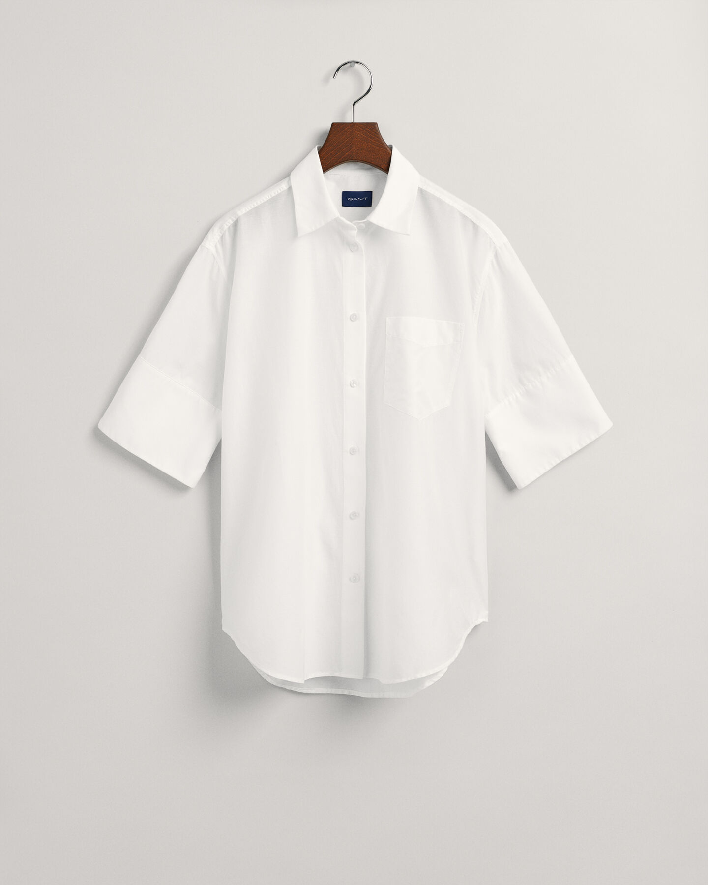 Relaxed Fit overhemd met korte mouwen van katoen en zijde