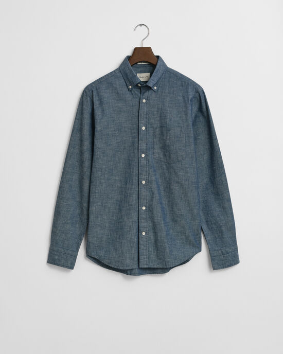 Regular Fit indigo chambray overhemd