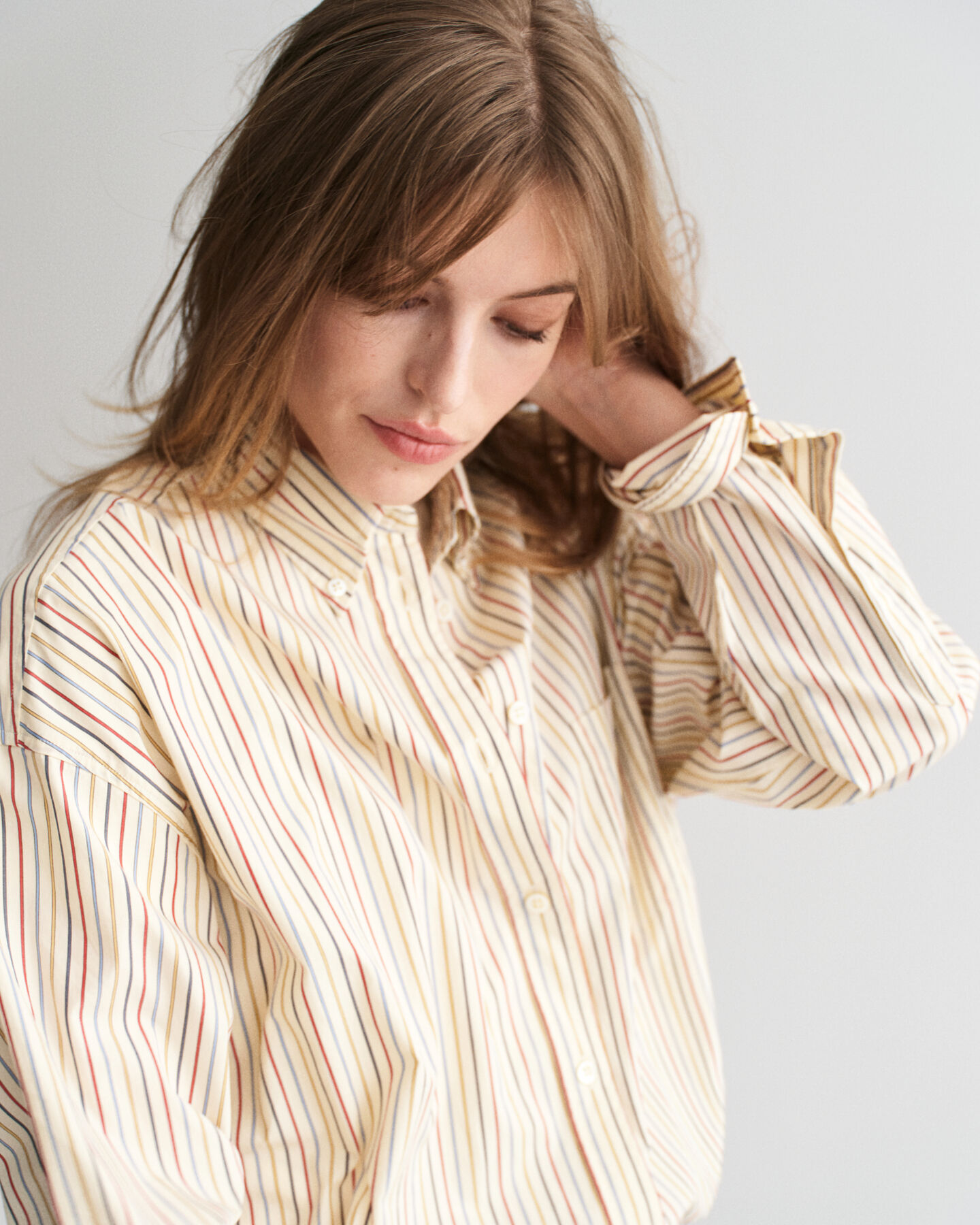 Oversized gestreept overhemd van poplin