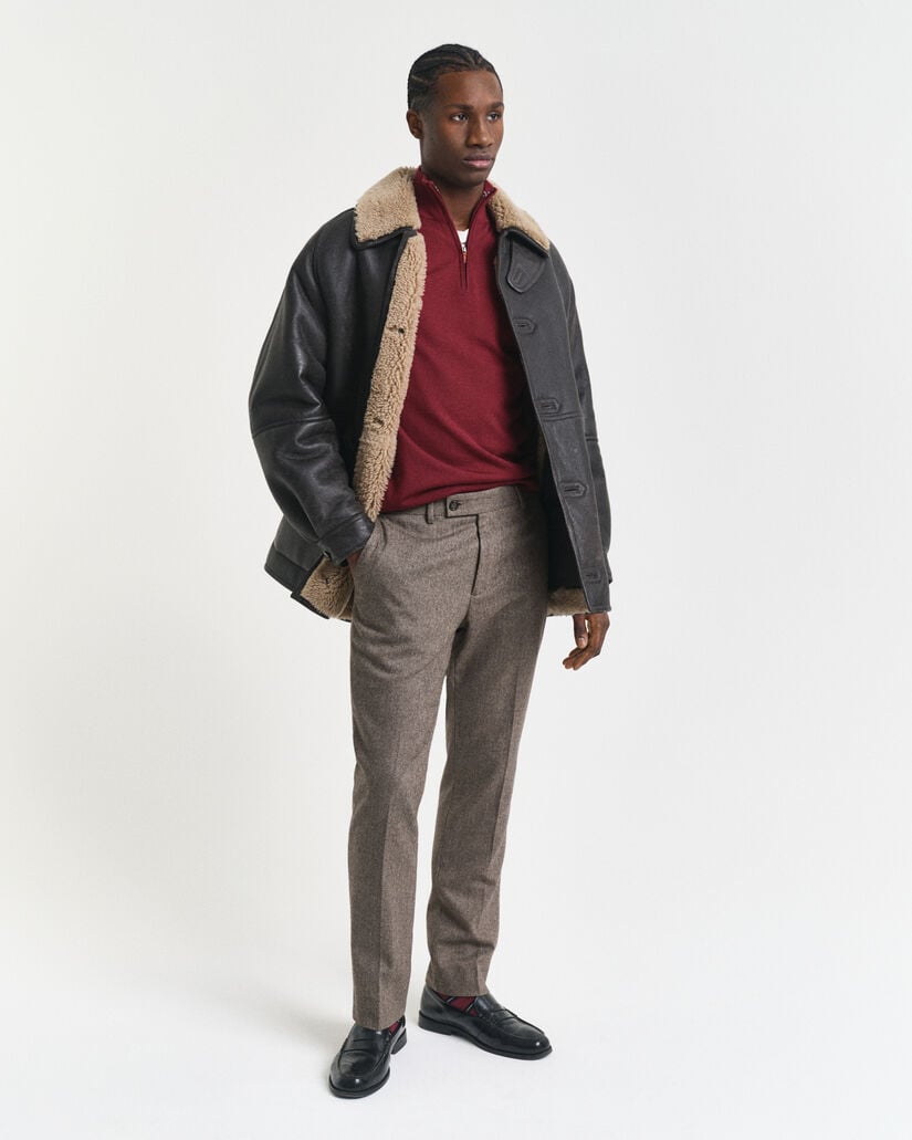 Trui met korte rits van extra fijne merinoswol