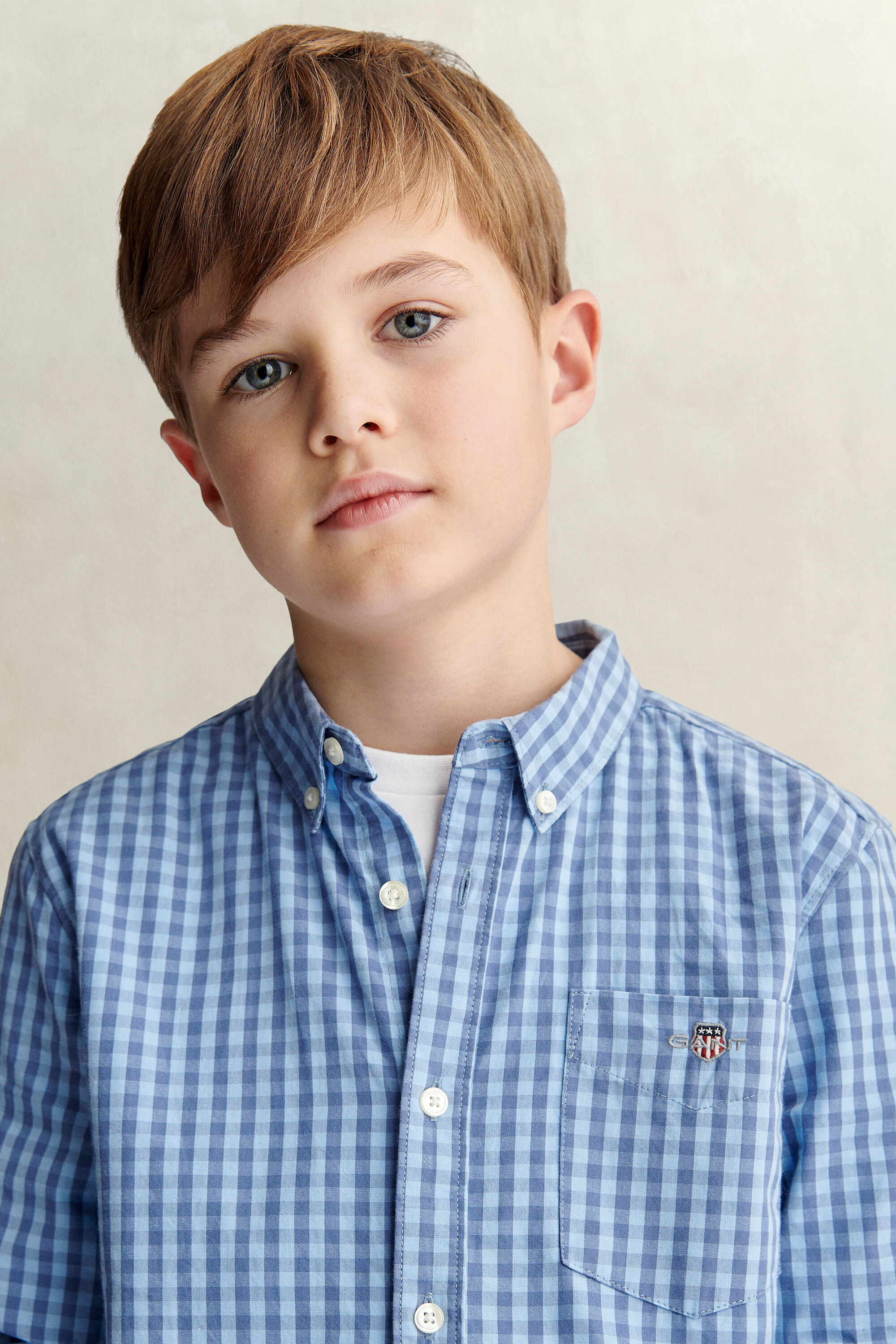 Teen Boys poplin overoverhemd met Gingham-ruitje