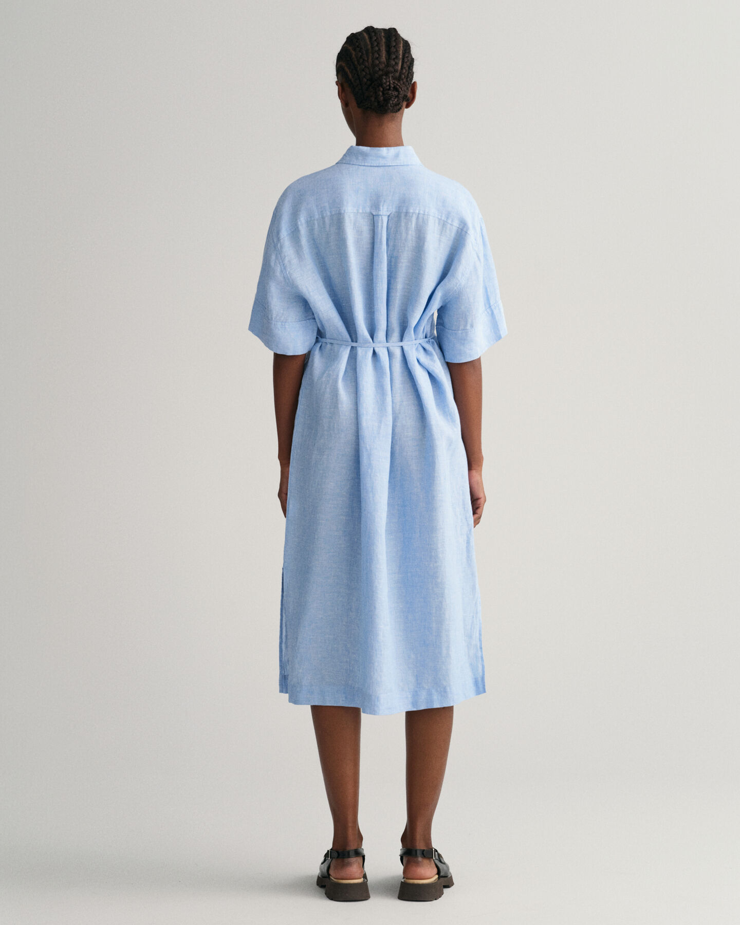 Linnen overhemdjurk met korte mouwen