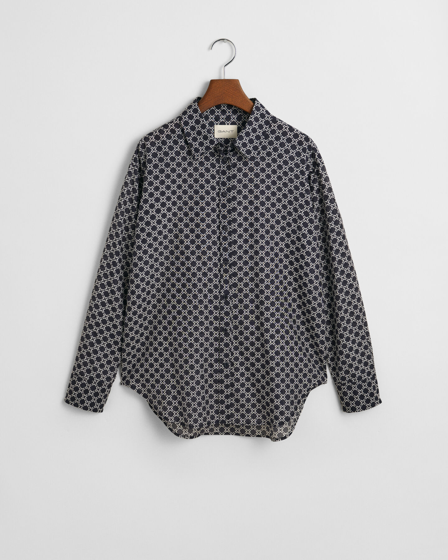 Relaxed Fit overhemd met geometrische print van katoen en zijde