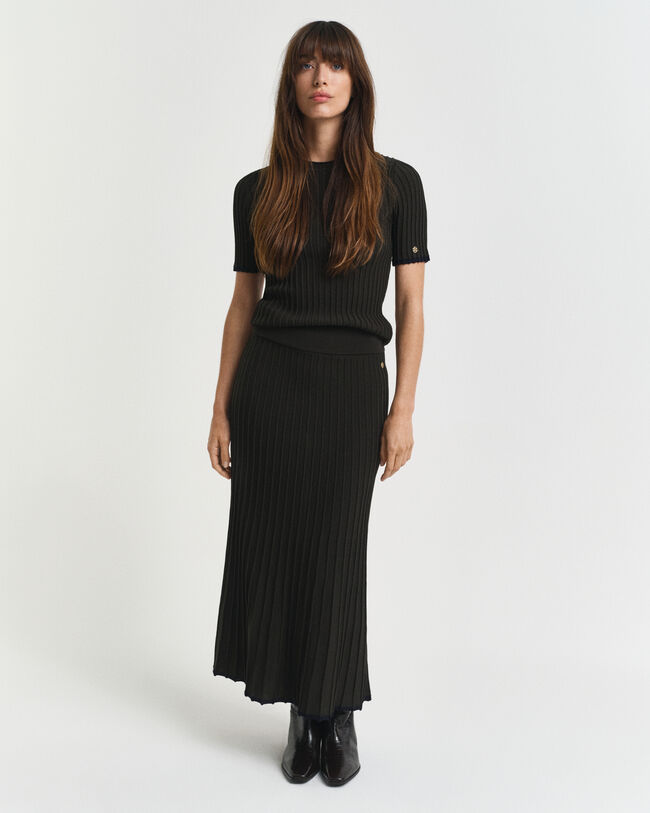 Contrast ribgebreide rok